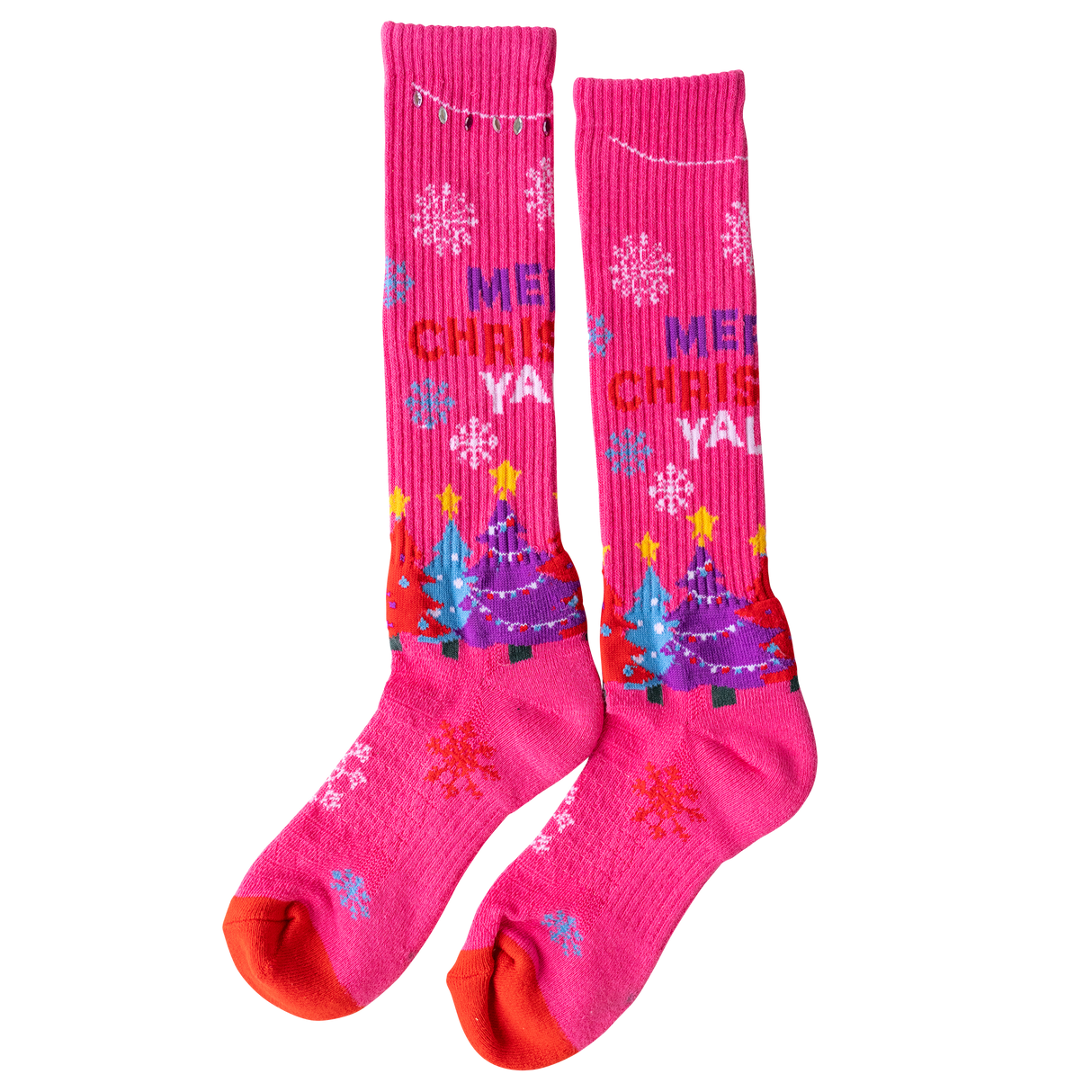 Lucky Chuck Merry Christmas in Hot Pink Western Performance Socks