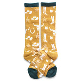 Lucky Chuck Get Western Jade & Gold Western Performance Socks