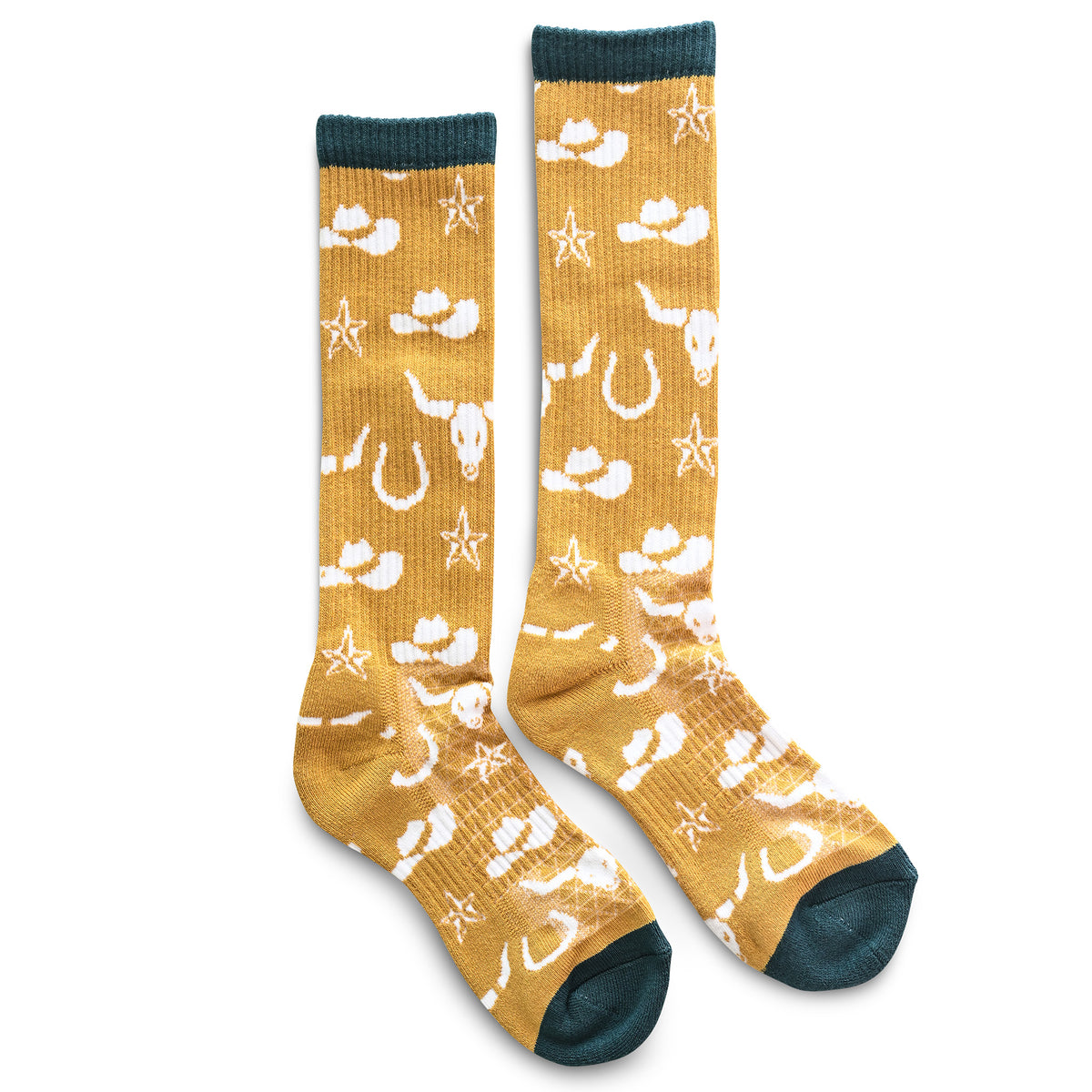 Lucky Chuck Get Western Jade & Gold Western Performance Socks
