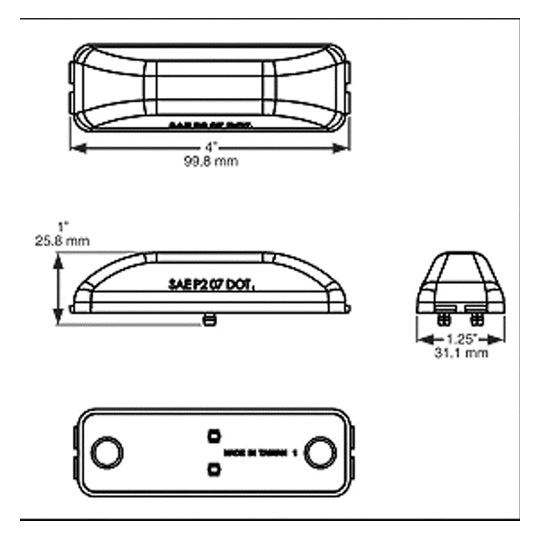 Optronics Amber LED Fleet Thin Line MRK/CLR Light