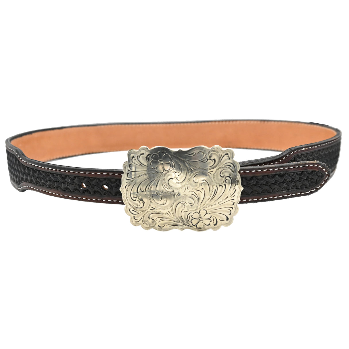 Cowperson Tack 1" Silver Floral Engraved Belt Buckle