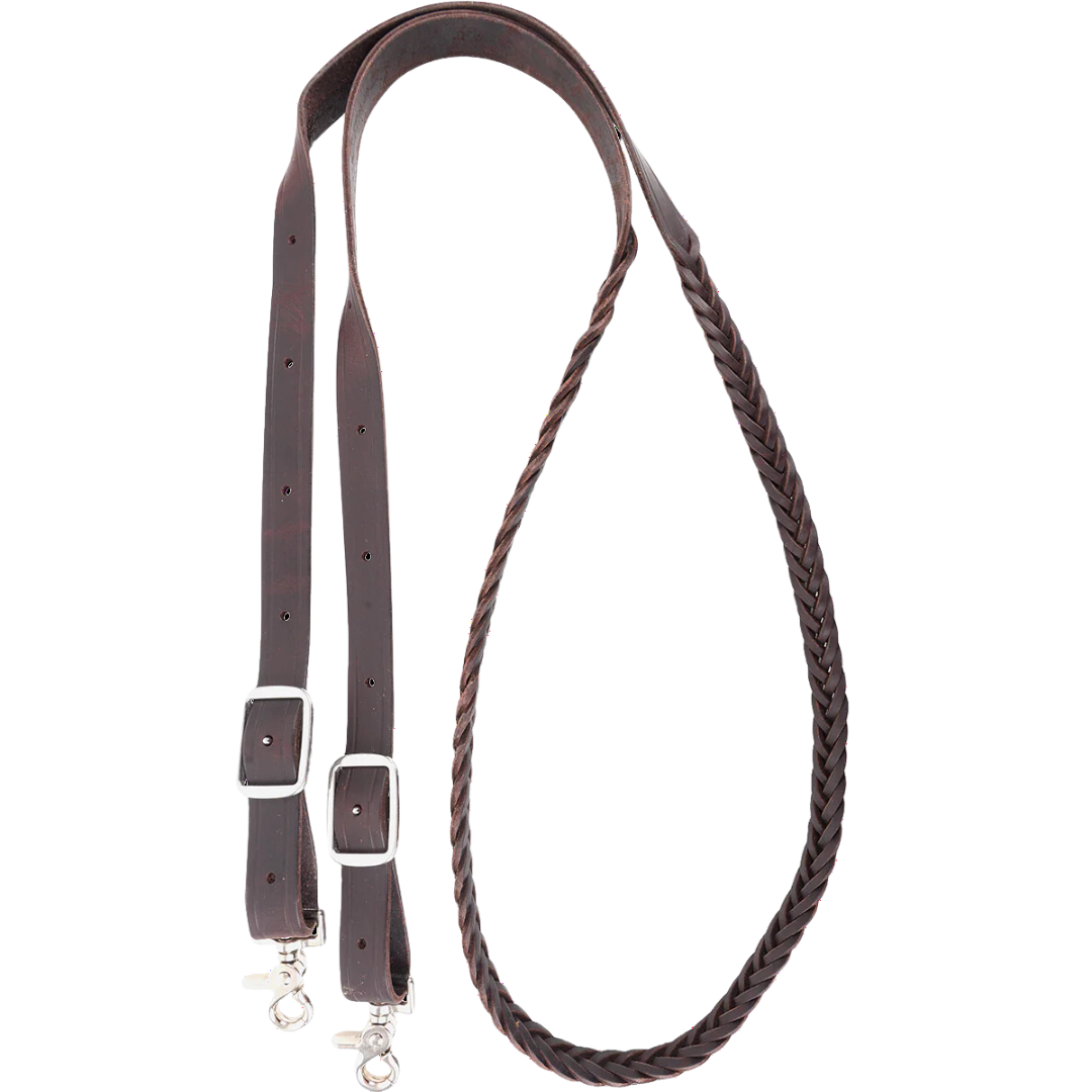 Martin Saddlery 5/8" Braided Roping Reins 3 Plait Latigo Leather