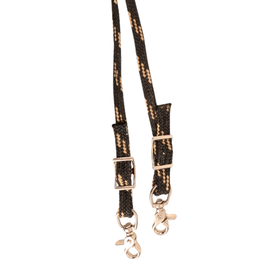 Martin Saddlery Waxed Nylon Roping Reins- Black and Tan