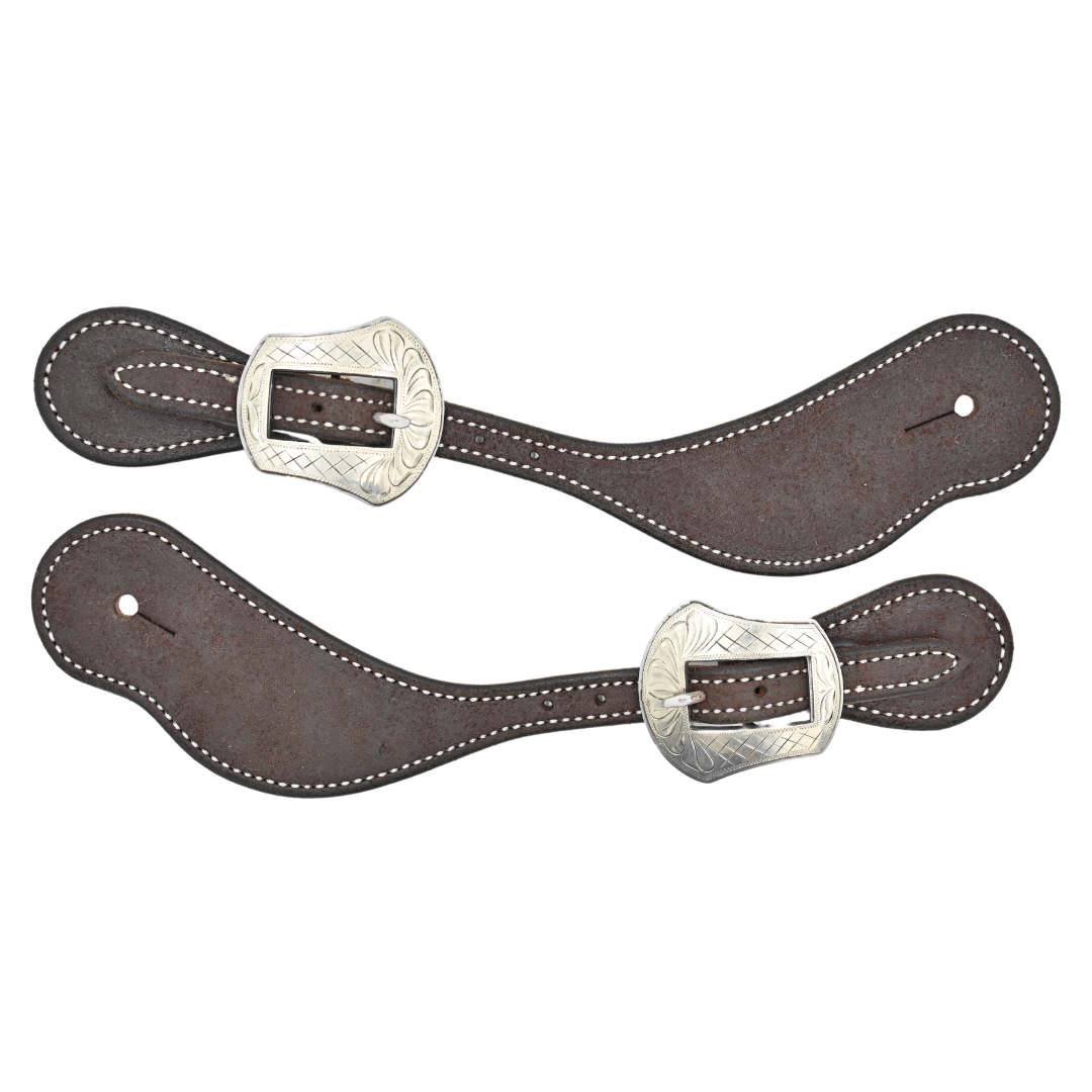 Martin Saddlery Chocolate Roughout Cowboy Spur Straps with Laramie Buckles