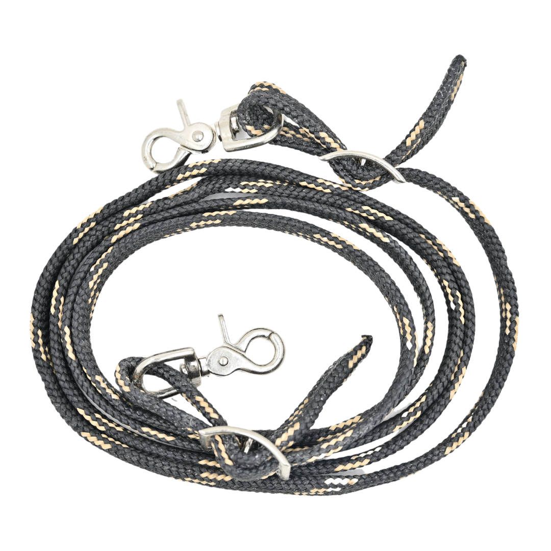 Martin Saddlery Waxed Nylon Roping Reins- Black and Tan