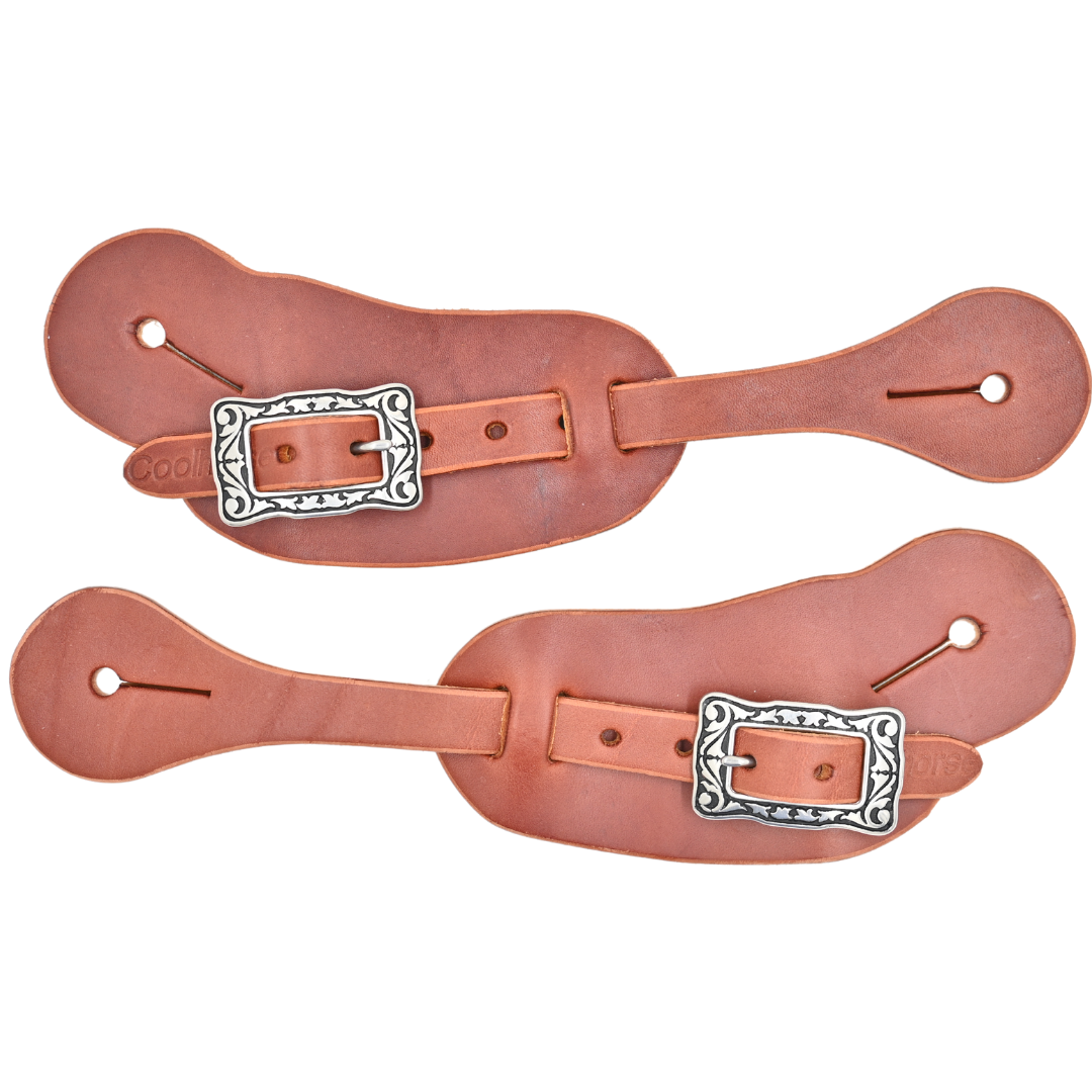 Weaver Leather Youth Harness Leather Spur Straps - Russet Color With Stainless Steel Buckles