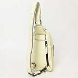 American Darling Cream Leather Sling Bag with Tooled Pocket