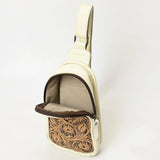 American Darling Cream Leather Sling Bag with Tooled Pocket