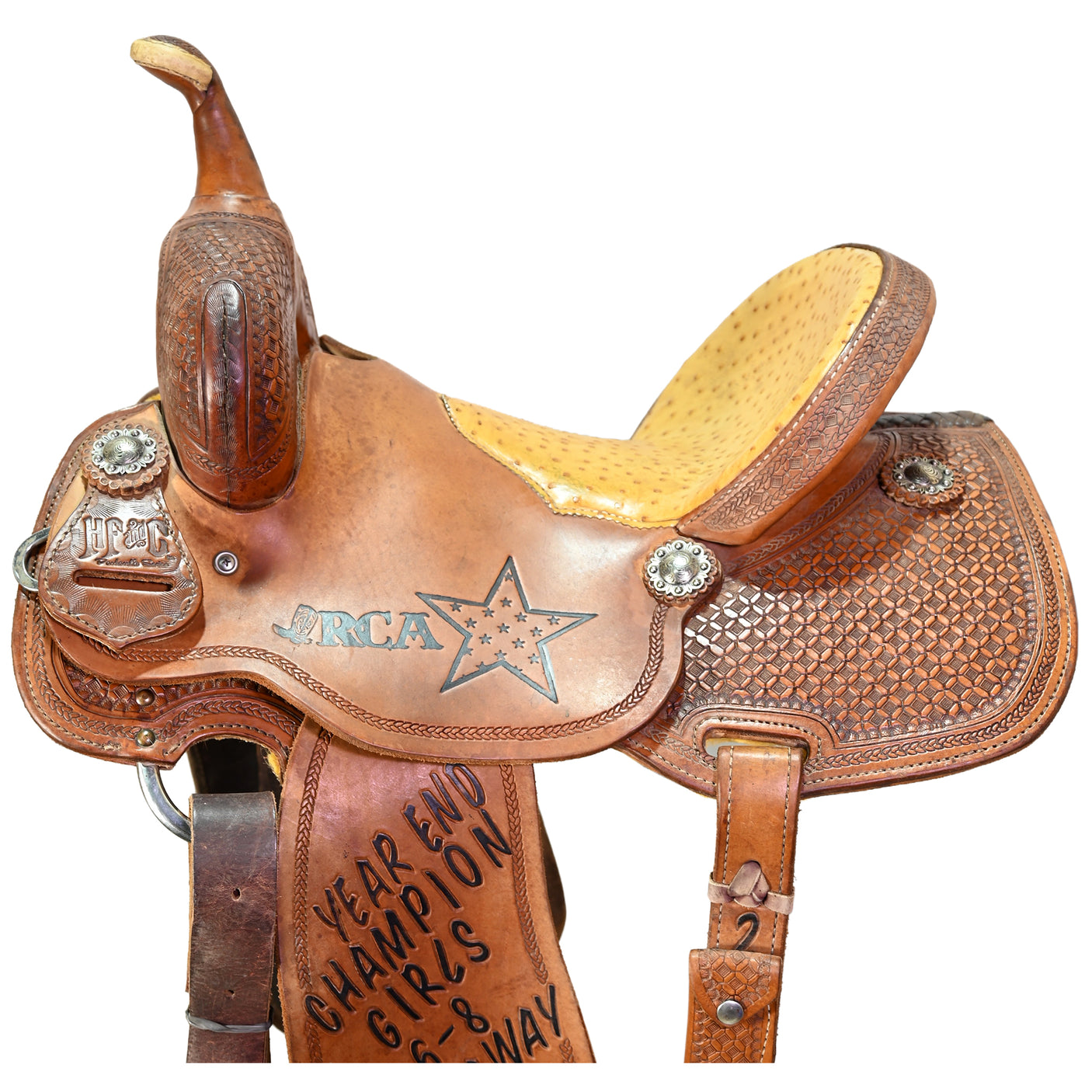 Used 14" HF&C Panhandle Series Trophy Barrel Racing Saddle