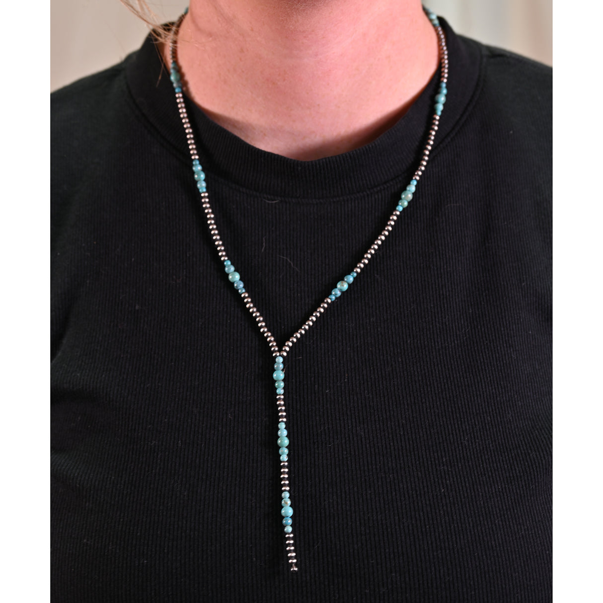 The Kenya Lariat Necklace with Turquoise Stones