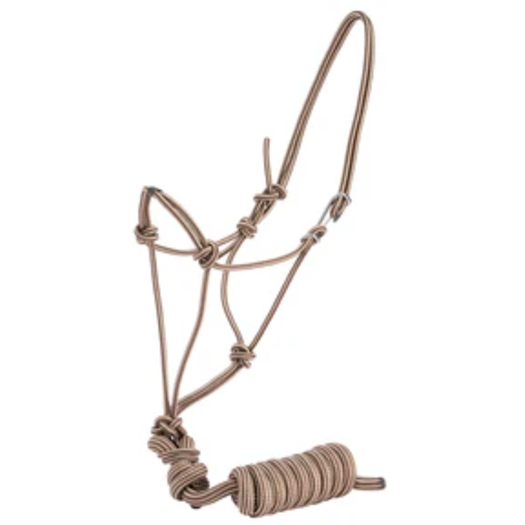 Professional's Choice Easy On Rope Halter with Lead- Chocolate/Tan