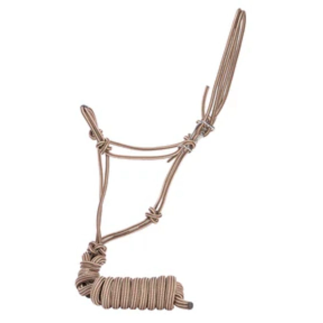 Professional's Choice Easy On Rope Halter with Lead- Chocolate/Tan