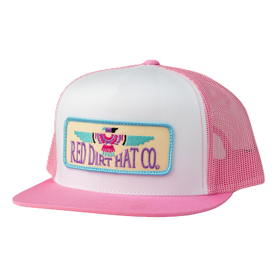 Red Dirt Hat Co. Thunderbird White and Pink Mesh Cap