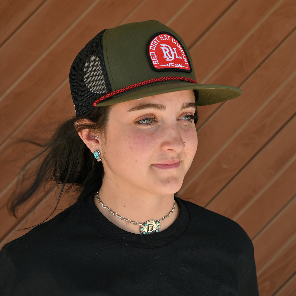 Red Dirt Hat Co. Olive and Black Mesh Ruger Cap
