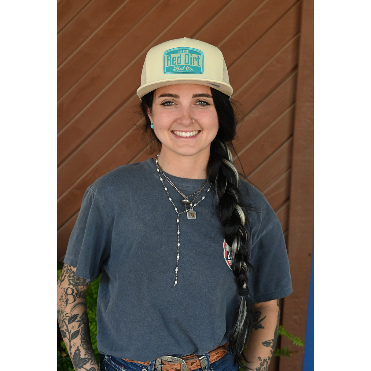Red Dirt Hat Co. YeeHaw Turquoise and Ivory Mesh Cap