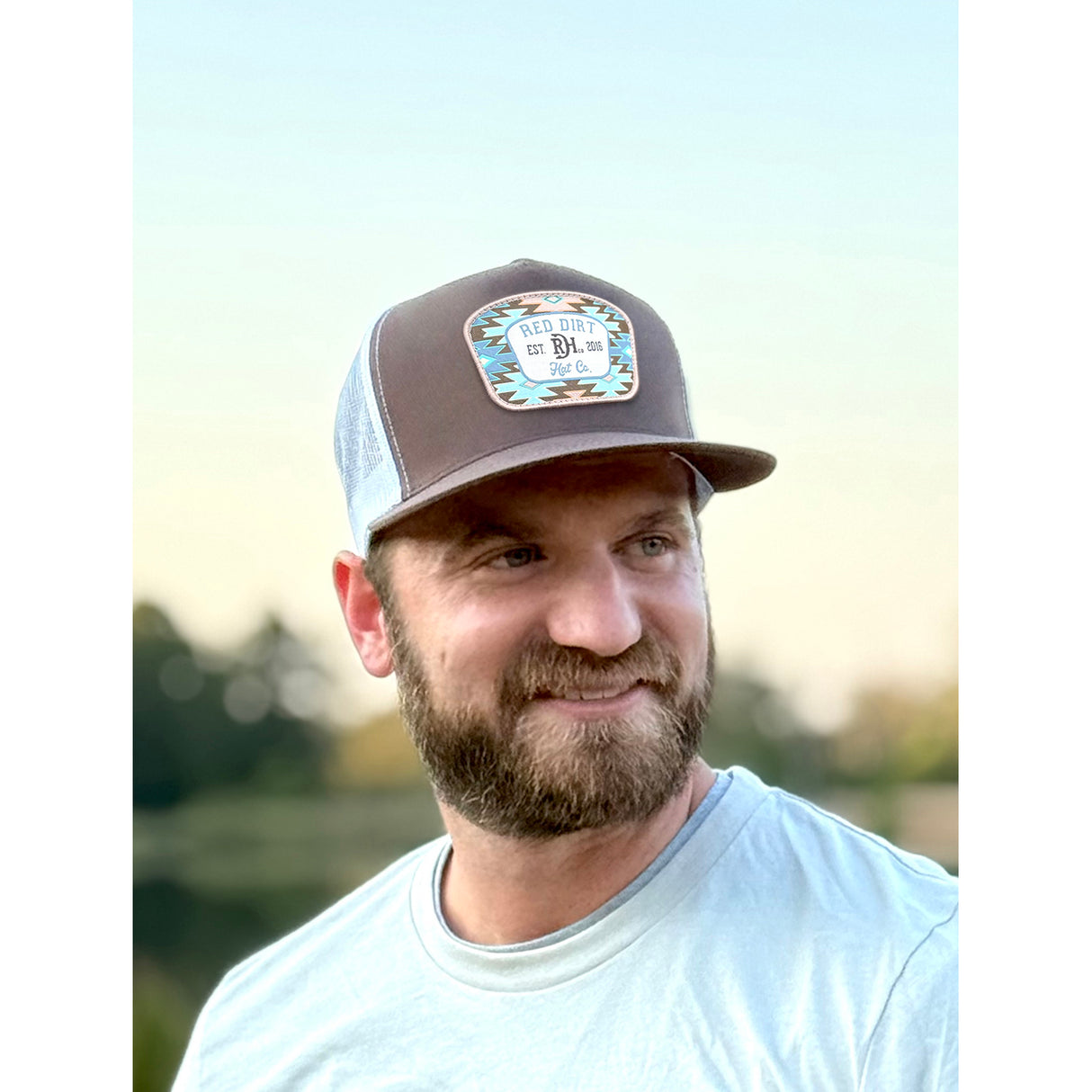 Red Dirt Hat Co. Aztec Jango Brown and White Mesh Cap