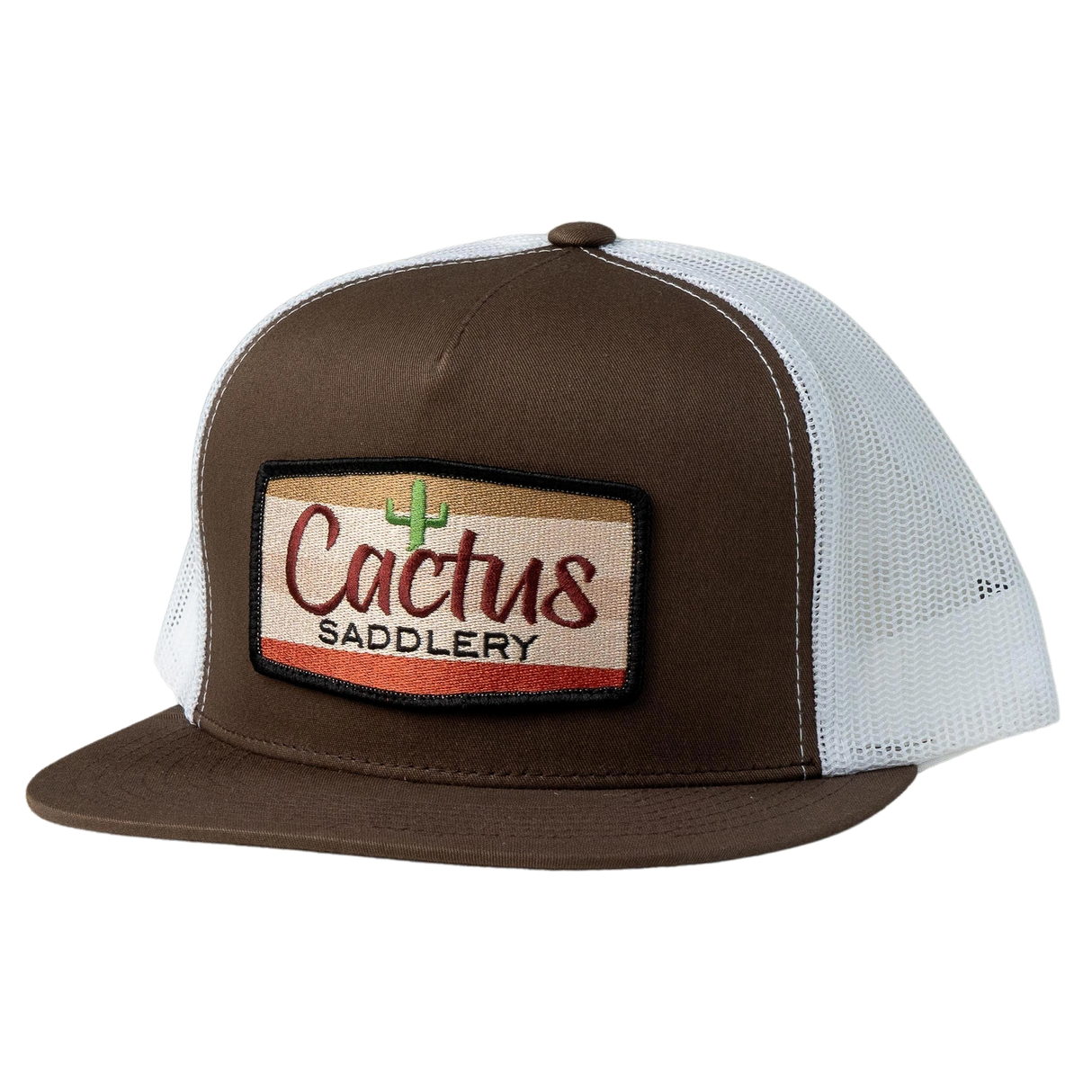 Cactus Saddlery by Red Dirt Hat Co. Chocolate and White Mesh Snapback Cap