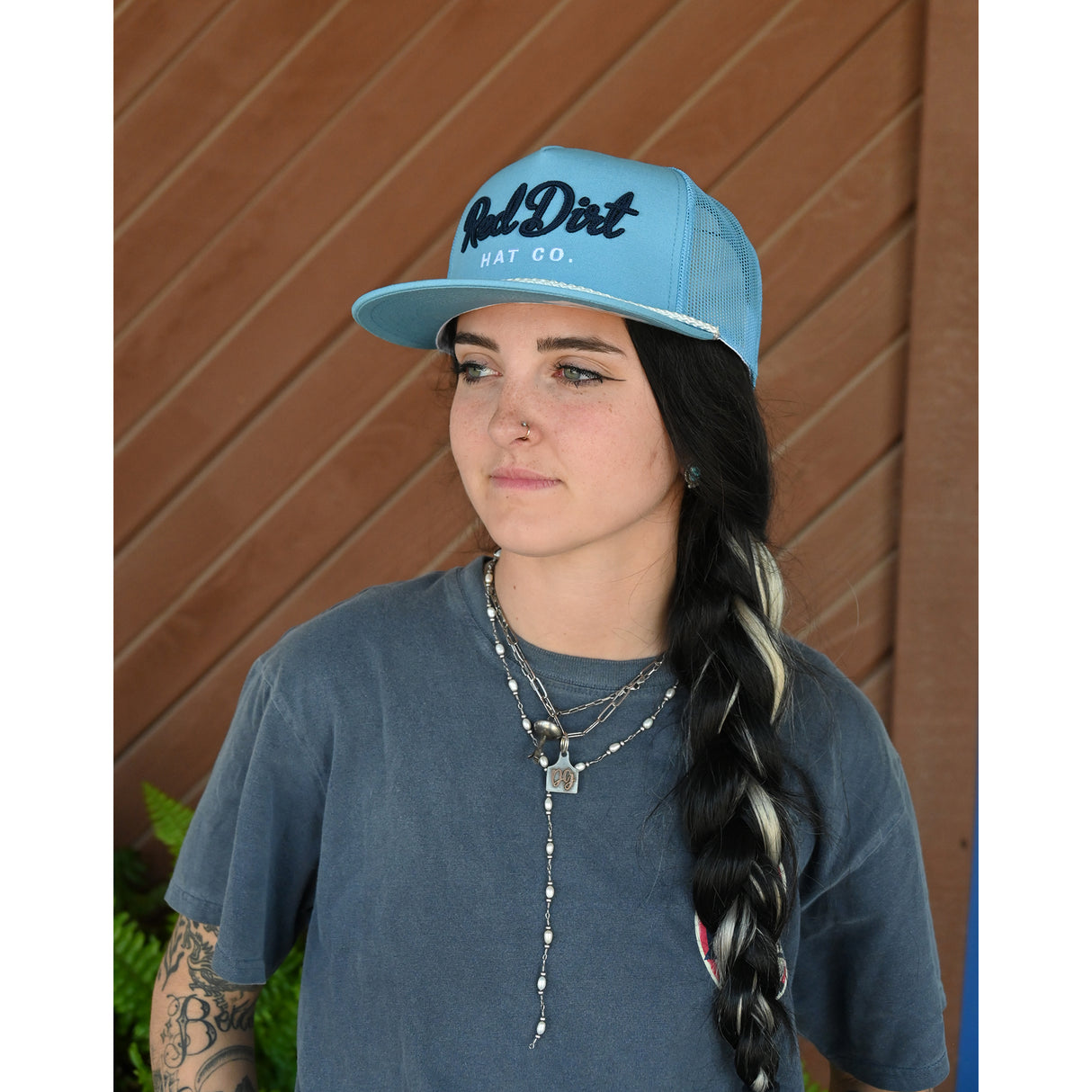Red Dirt Hat Co. Cowboy Bill Light Blue Mesh Cap
