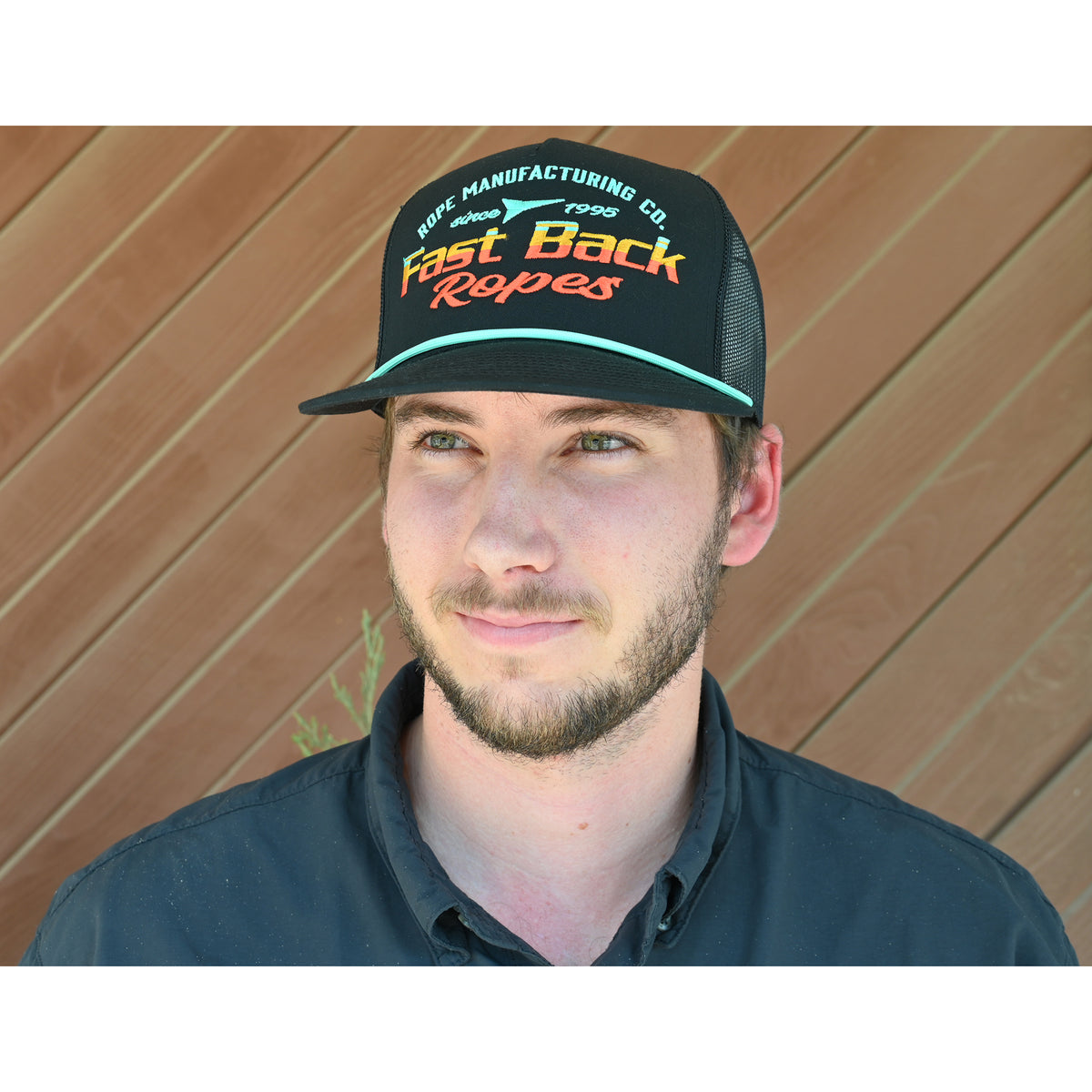 Fast Back Ropes by Red Dirt Hat Co. Horizon Black Mesh Snapback Cap