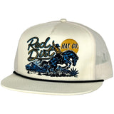 Red Dirt Hat Co. Blue Stallion Cream Mesh Snapback Cap
