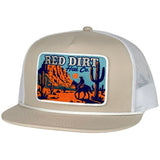 Red Dirt Hat Co. Lone Rider Tan and White Mesh Snapback Cap