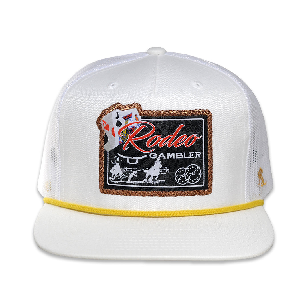 RopeSmart White Trucker Cap with Gambler Patch