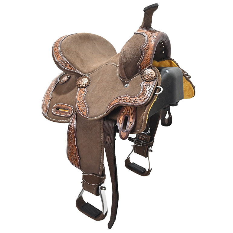 New! 12" Laramie Brown Barrel Racing Saddle By Tough One Saddlery