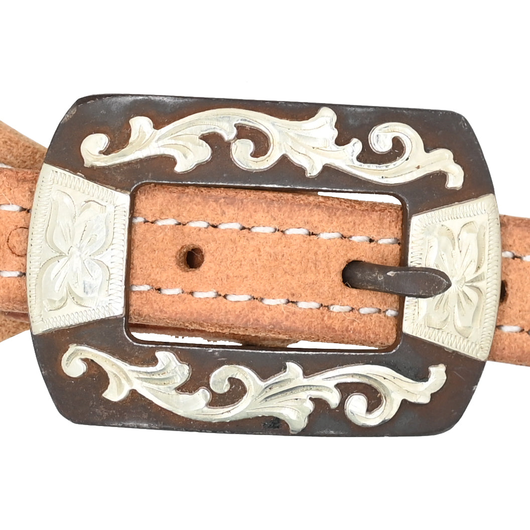 Cowperson Tack Men's Roughout Spur Straps with Browned Vine Buckles