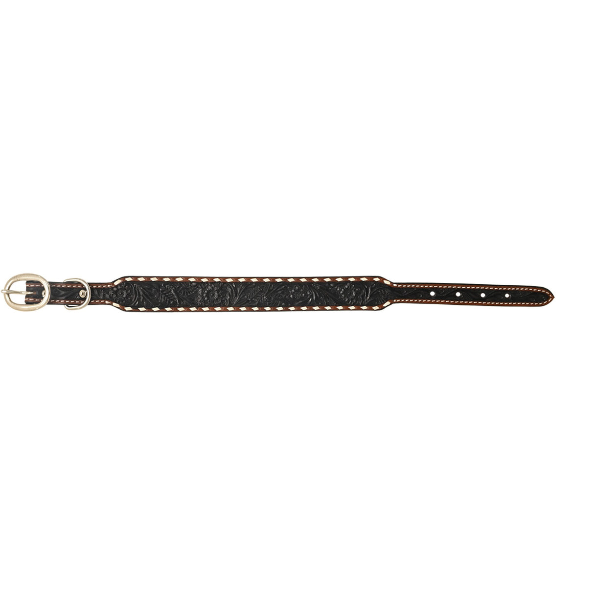 Rafter T Ranch Co. Black Washed Dog Collar with White Buckstitch
