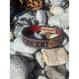 Rafter T Ranch Co. Dog Collar with Chocolate Gator Overlay and Studs