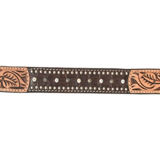 Rafter T Ranch Co. Dog Collar with Chocolate Gator Overlay and Studs