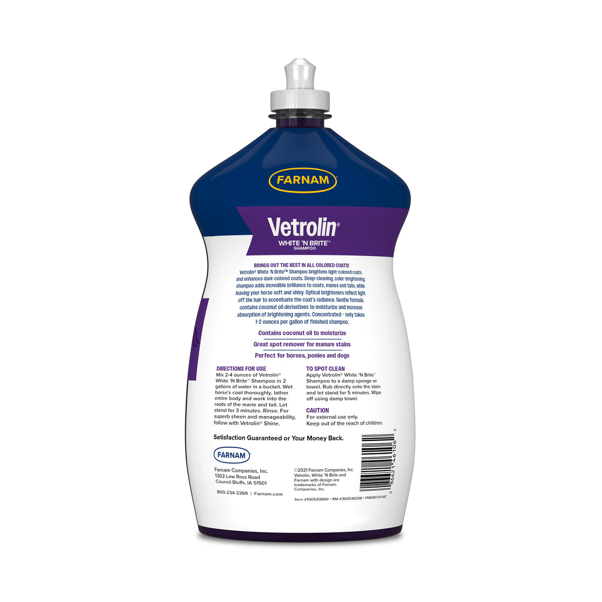 Farnam Vetrolin White 'N Brite Deep-Cleaning Color-Brightening Shampoo- 32oz.