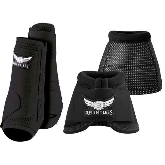 Relentless All Around Front & Bell Boot Combo Pack- Black