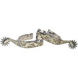 Classic Equine Performance Horse Spurs with Silver and Copper Scroll Overlay- 12pt