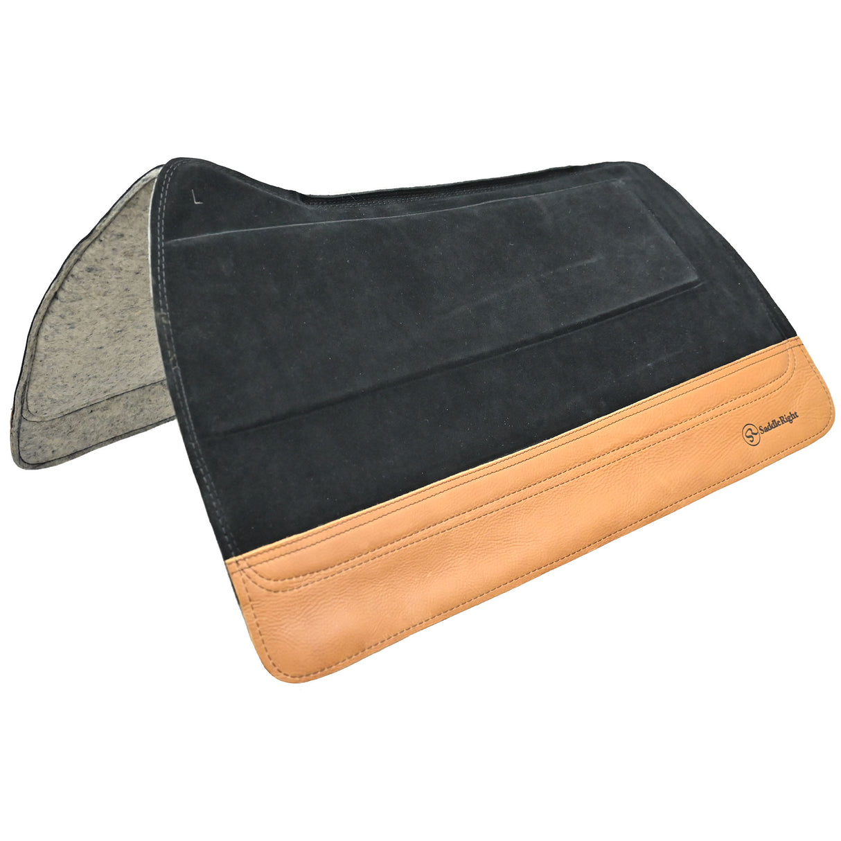 SaddleRight 3/4" Western Deluxe Legacy Black Saddle Pad with Saddle Wear Leathers- 30"x32"