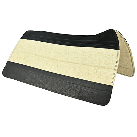 SaddleRight Western Felt Deluxe Saddle Pad with Black Wear Leathers- 32"x32"