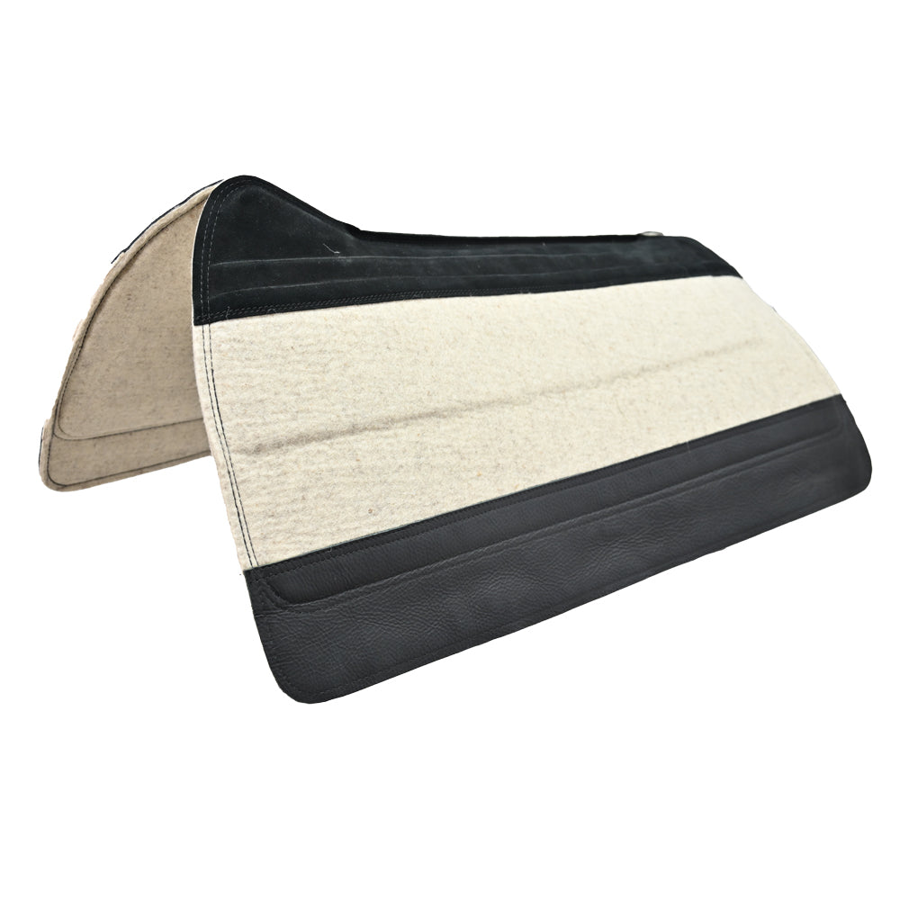 SaddleRight Western Felt Deluxe Saddle Pad with Black Wear Leathers- 5/8" 32"x32"