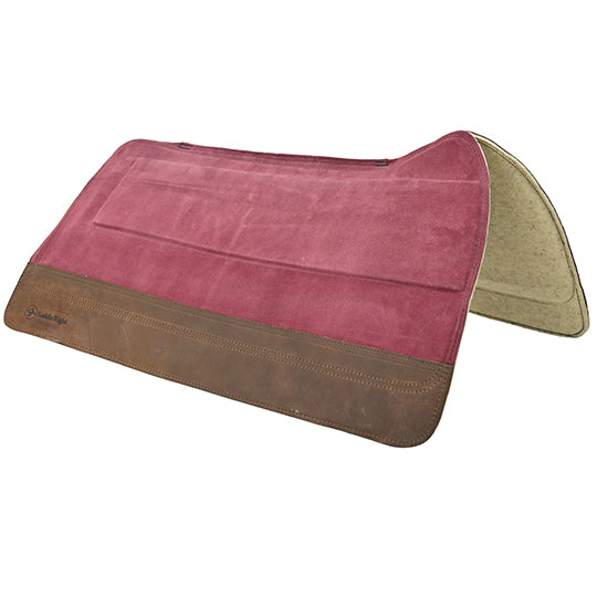 SaddleRight Western Deluxe Legacy Burgundy Saddle Pad with Chocolate Wear Leathers- 32"x32"