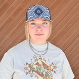 STS Ranchwear Leather Diamond Brand Patch Cap- Blue Aztec