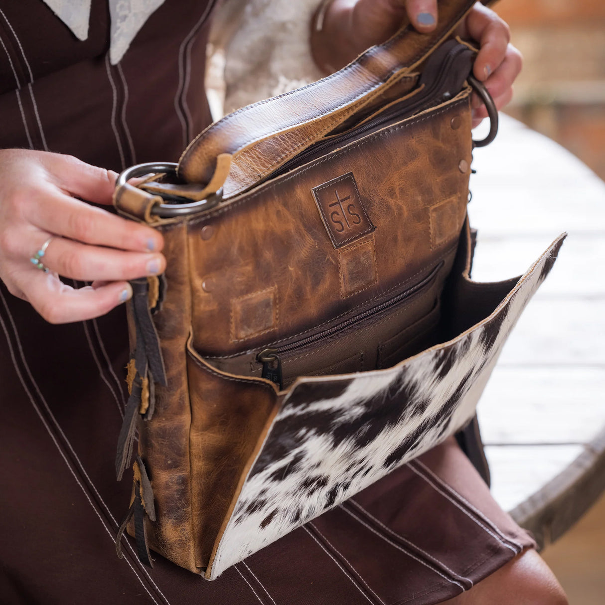 STS Ranchwear Guadalupe Cowhide Olivia Crossbody Purse