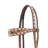 Scott Thomas Vintage Floral Tooled Browband Headstall with White Buckstitch