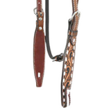 Scott Thomas Vintage Floral Tooled Browband Headstall with White Buckstitch