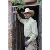 Coolhorse Long Sleeve Khaki/Brown Striped Pearl Snap Button Up Shirt