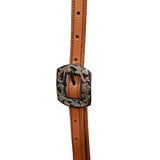 Coolhorse Leather Floral Tooled Slot Ear Headstall with Silver Sinclair Buckle