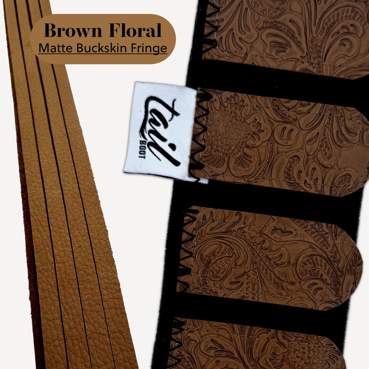 The Tail Boot Boujee Boot- Brown Floral with Matte Buckskin Leather Swisher