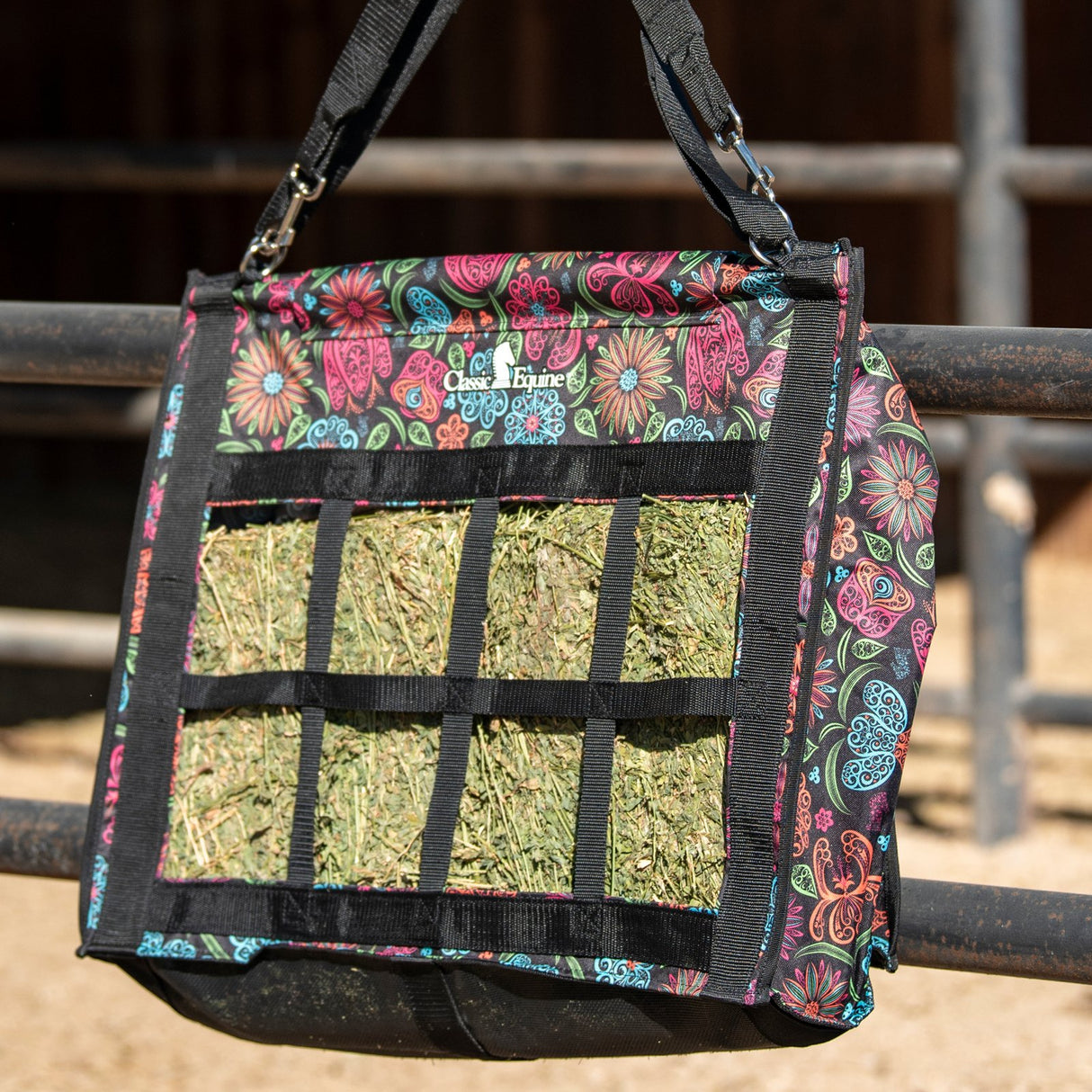 Classic Equine Top Load Hay Bag- Neon Flower