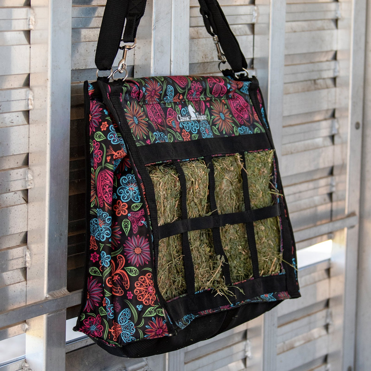 Classic Equine Top Load Hay Bag- Neon Flower