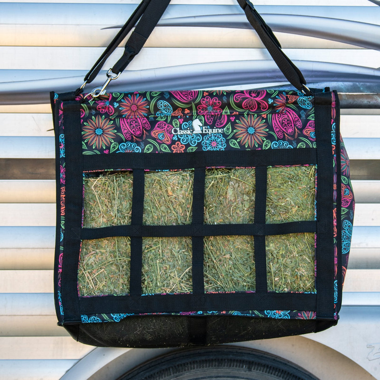 Classic Equine Top Load Hay Bag- Neon Flower
