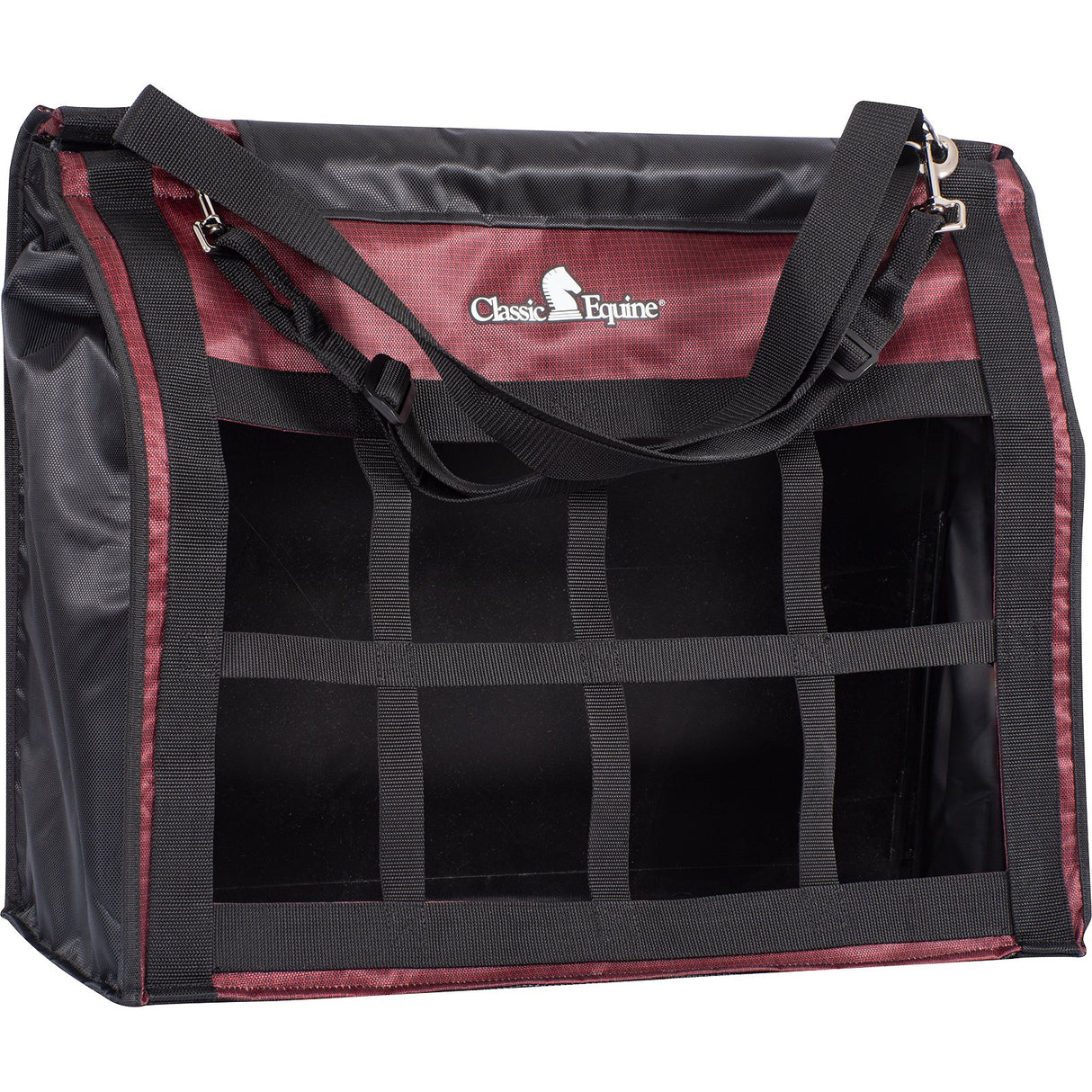 Classic Equine Top Load Hay Bag- Black/Ruby Basket