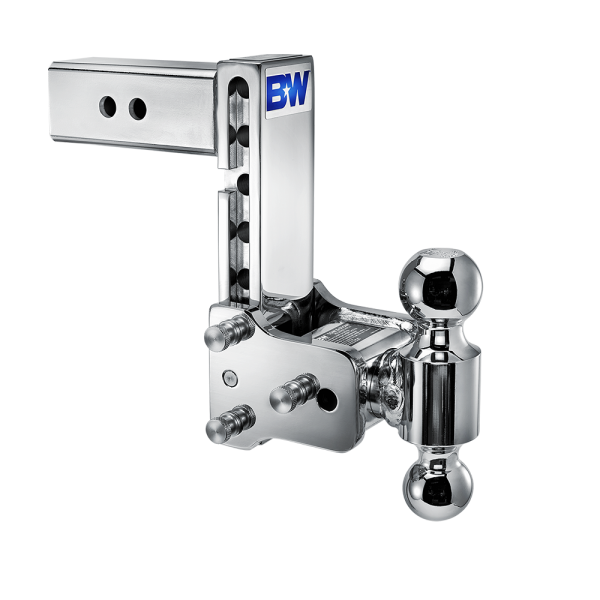 B & W Hitches Tow & Stow 2"& 2 5/16" Balls 7" Drop Trailer Hitch- Chrome